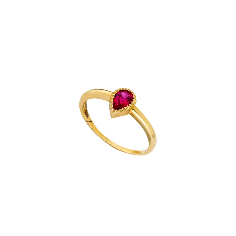 Glorria 14k Solid Gold Pink Drop Ring