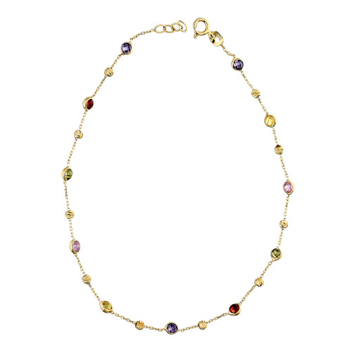 Glorria 14k Solid Gold Colored Pave Anklet Glorria 14k Solid Gold Colored Pave Anklet