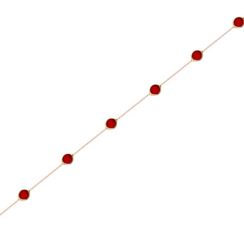 Glorria 14k Solid Gold Red Pave Bracelet Glorria 14k Solid Gold Red Pave Bracelet