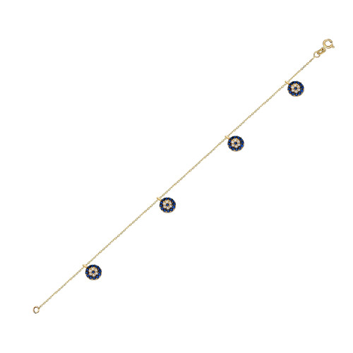Glorria 14k Solid Gold Evil Eye Bracelet Glorria 14k Solid Gold Evil Eye Bracelet