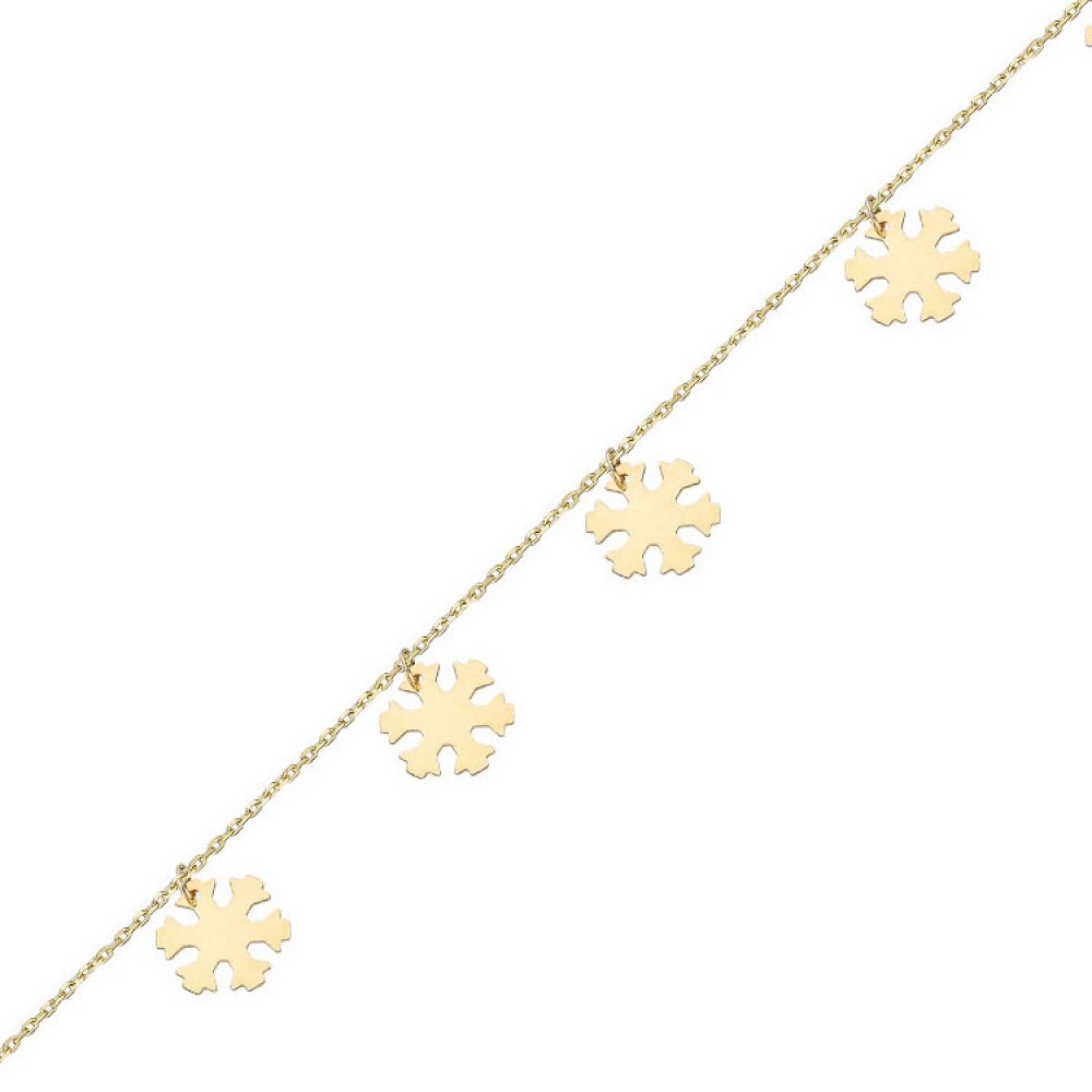 Glorria 14k Solid Gold Snowflake Bracelet