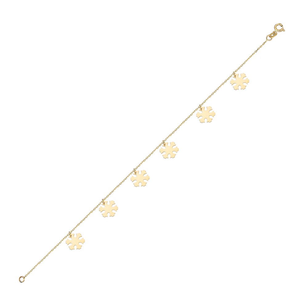 Glorria 14k Solid Gold Snowflake Bracelet