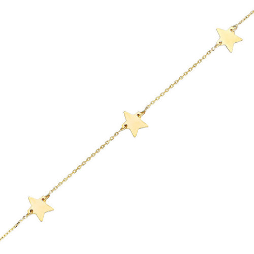 Glorria 14k Solid Gold Three Star Bracelet Glorria 14k Solid Gold Three Star Bracelet
