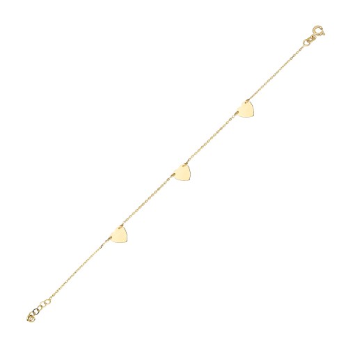 Glorria 14k Solid Gold Three Heart Bracelet Glorria 14k Solid Gold Three Heart Bracelet