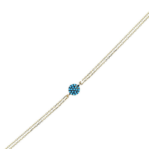Glorria 14k Solid Gold Turquoise Pave Bracelet Glorria 14k Solid Gold Turquoise Pave Bracelet