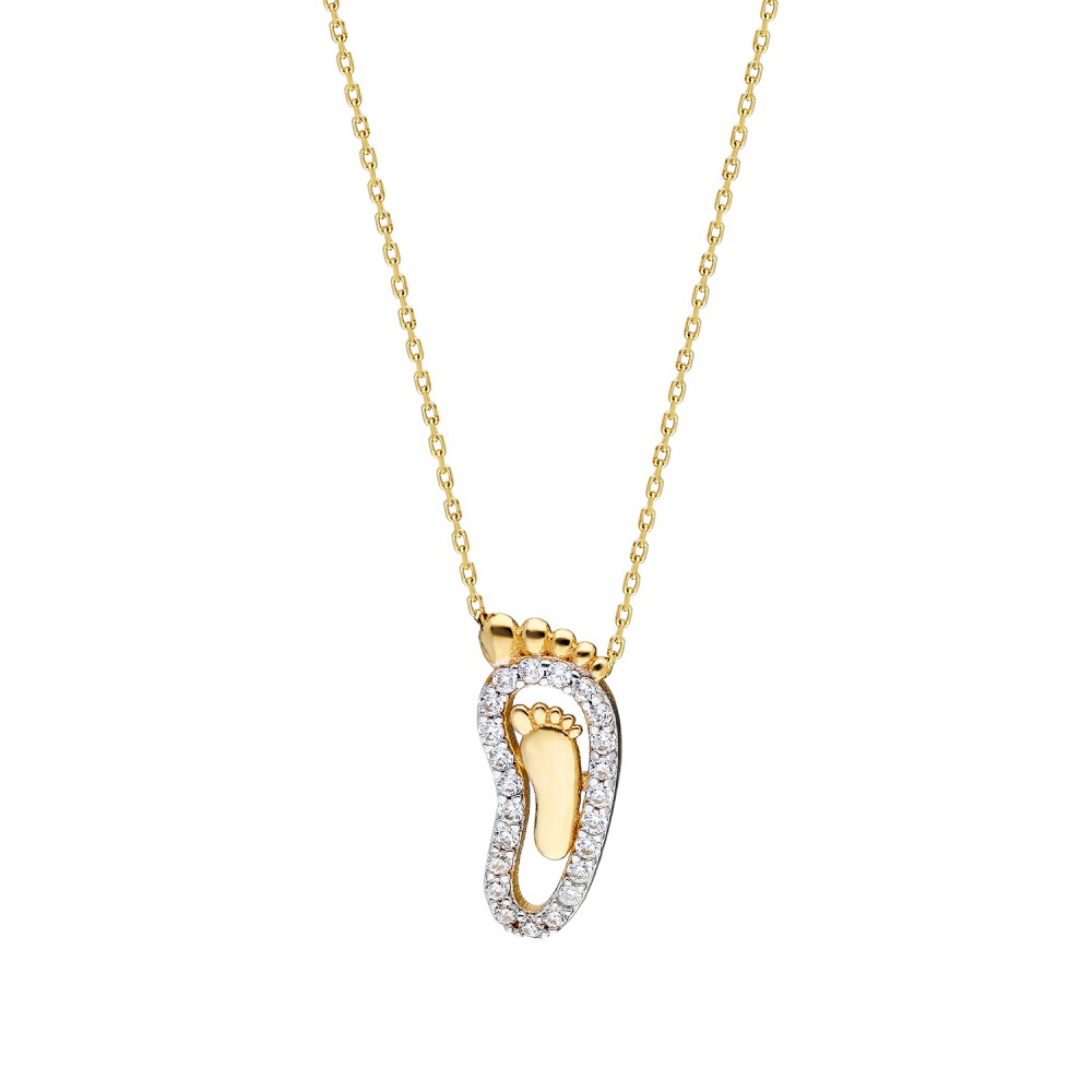 Glorria 14k Solid Gold Footprint Necklace