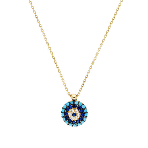 Glorria 14k Solid Gold Evil Eye Necklace Glorria 14k Solid Gold Evil Eye Necklace