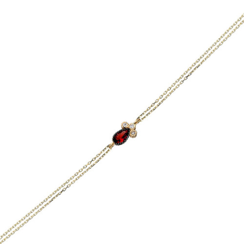 Glorria 14k Solid Gold Red Pave Drop Bracelet Glorria 14k Solid Gold Red Pave Drop Bracelet