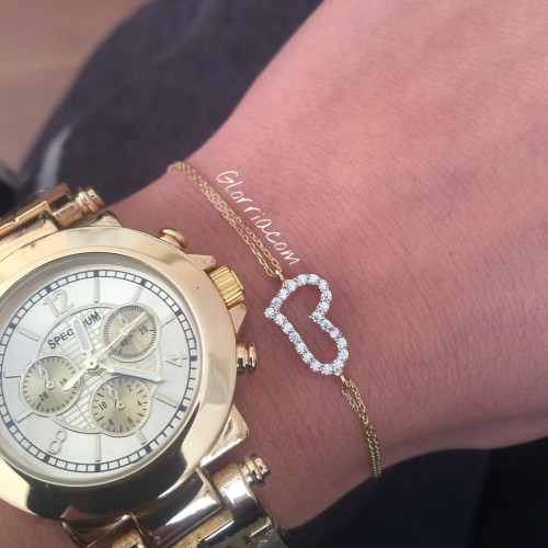Glorria 14k Solid Gold Heart Bracelet Glorria 14k Solid Gold Heart Bracelet