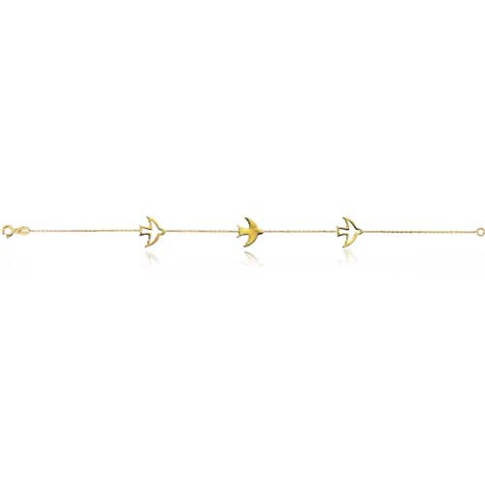 Glorria 14k Solid Gold Ankle Bird Bracelet