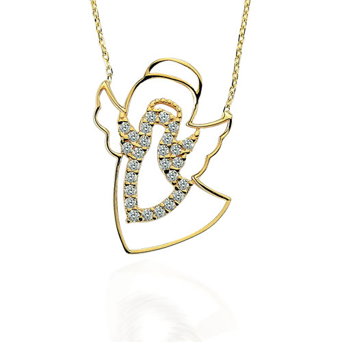 Glorria 14k Solid Gold Angel Necklace Glorria 14k Solid Gold Angel Necklace