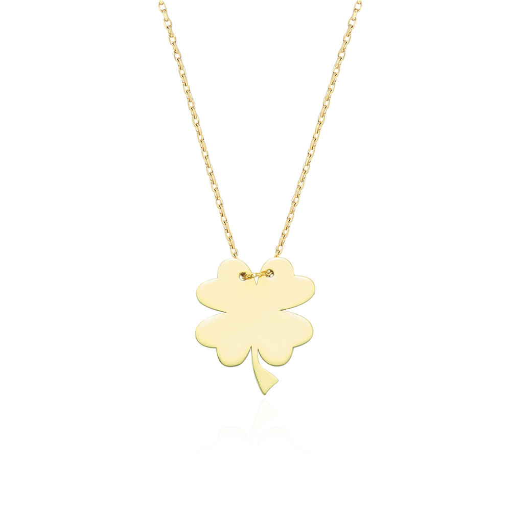 Glorria 14k Solid Gold Clover Necklace