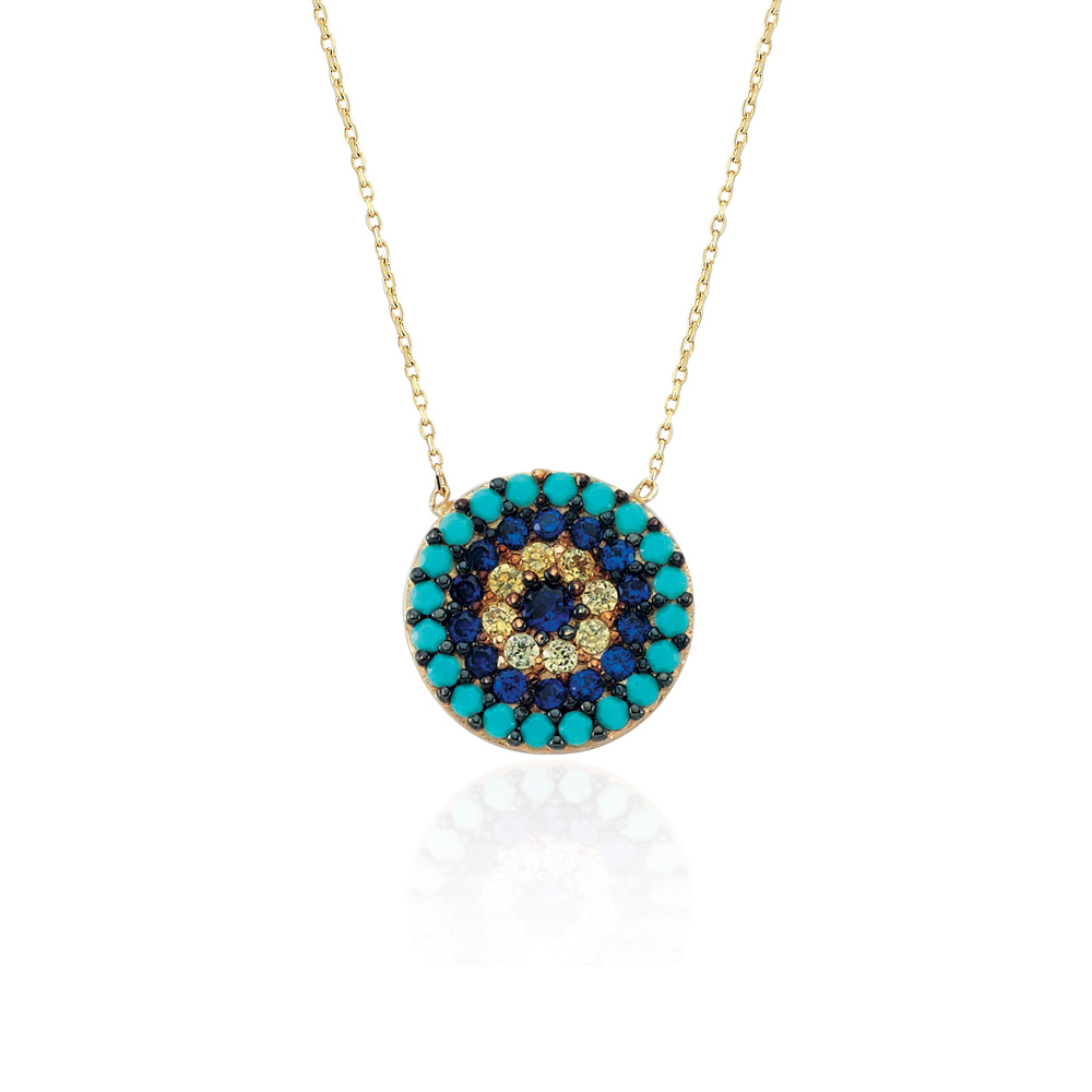 Glorria 14k Solid Gold Evil Eye Necklace Glorria 14k Solid Gold Evil Eye Necklace