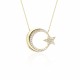 Glorria 14k Solid Gold Crescent And Star Necklace