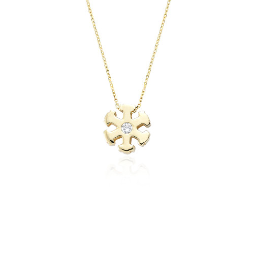Glorria 14k Solid Gold Snowflake Necklace Glorria 14k Solid Gold Snowflake Necklace