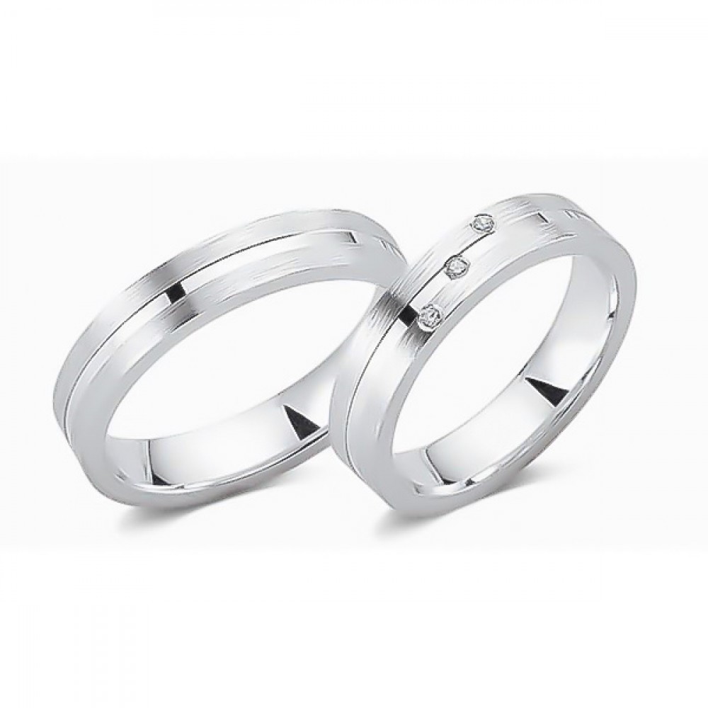 Glorria 925k Sterling Silver 4,5 mm Double Wedding Ring