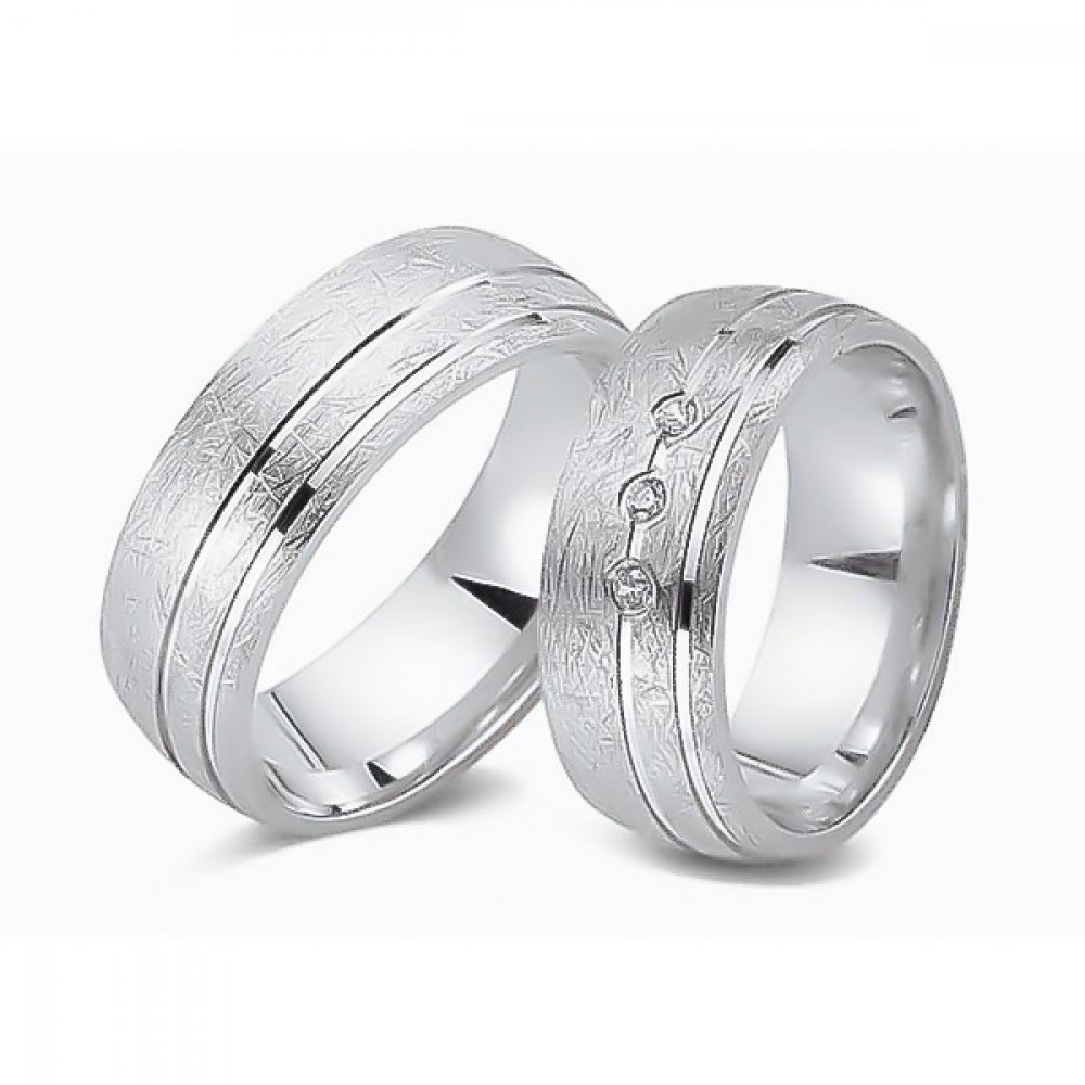 Glorria 925k Sterling Silver 7,5 mm Double Wedding Ring