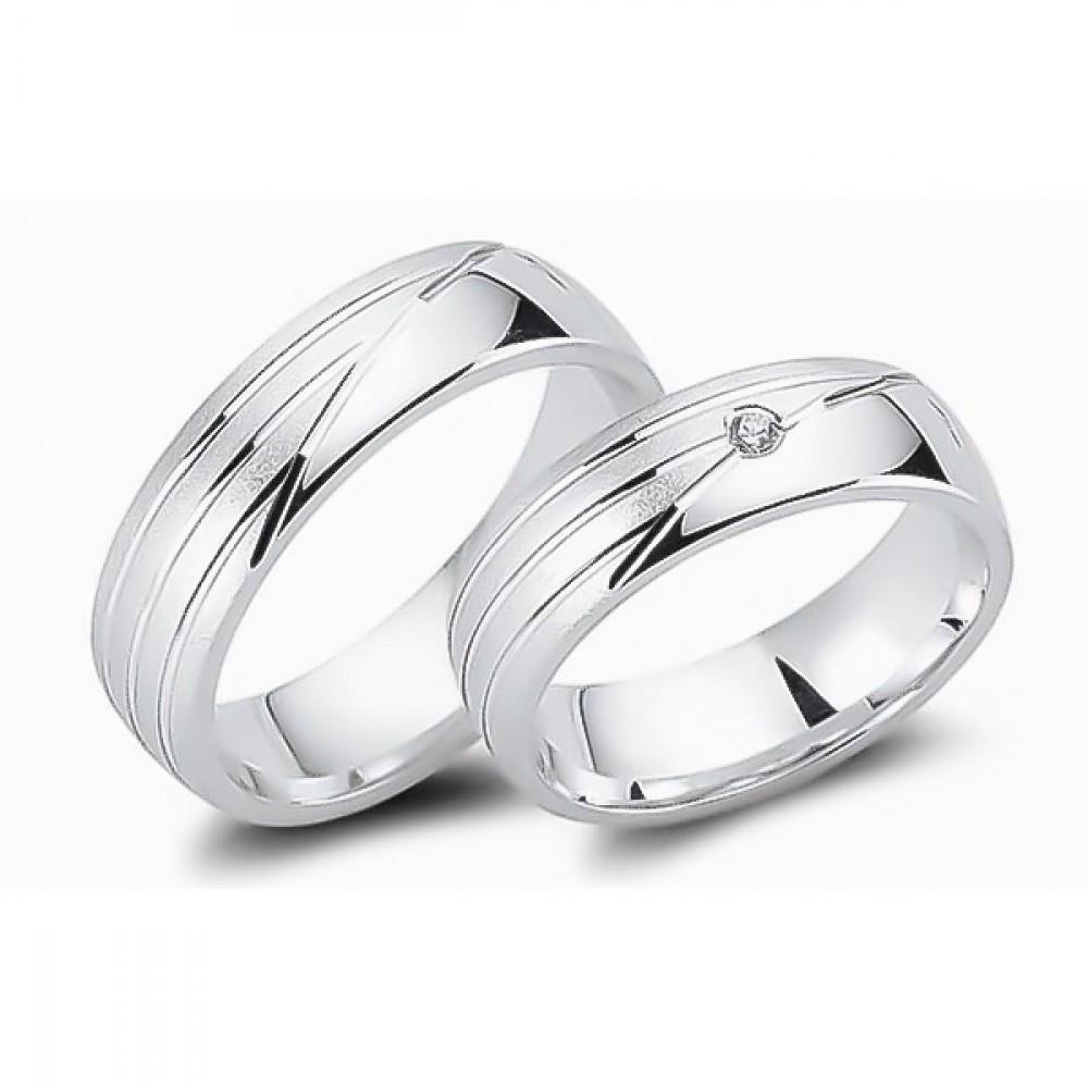 Glorria 925k Sterling Silver 6 mm Double Wedding Ring