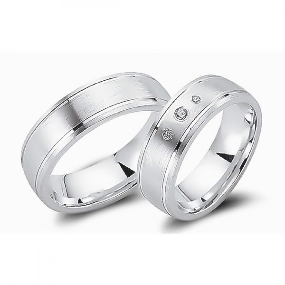 Glorria 925k Sterling Silver 6,5 mm Double Wedding Ring