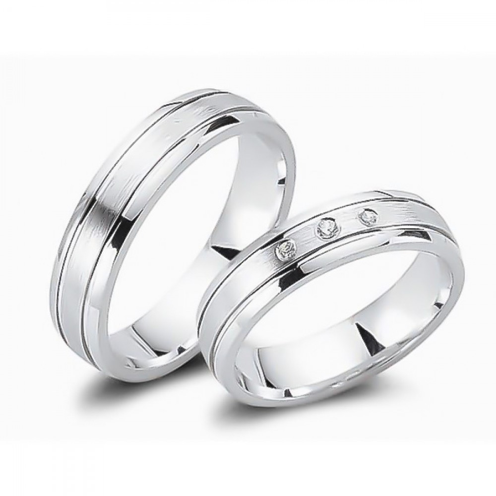 Glorria 925k Sterling Silver 5 mm Double Wedding Ring