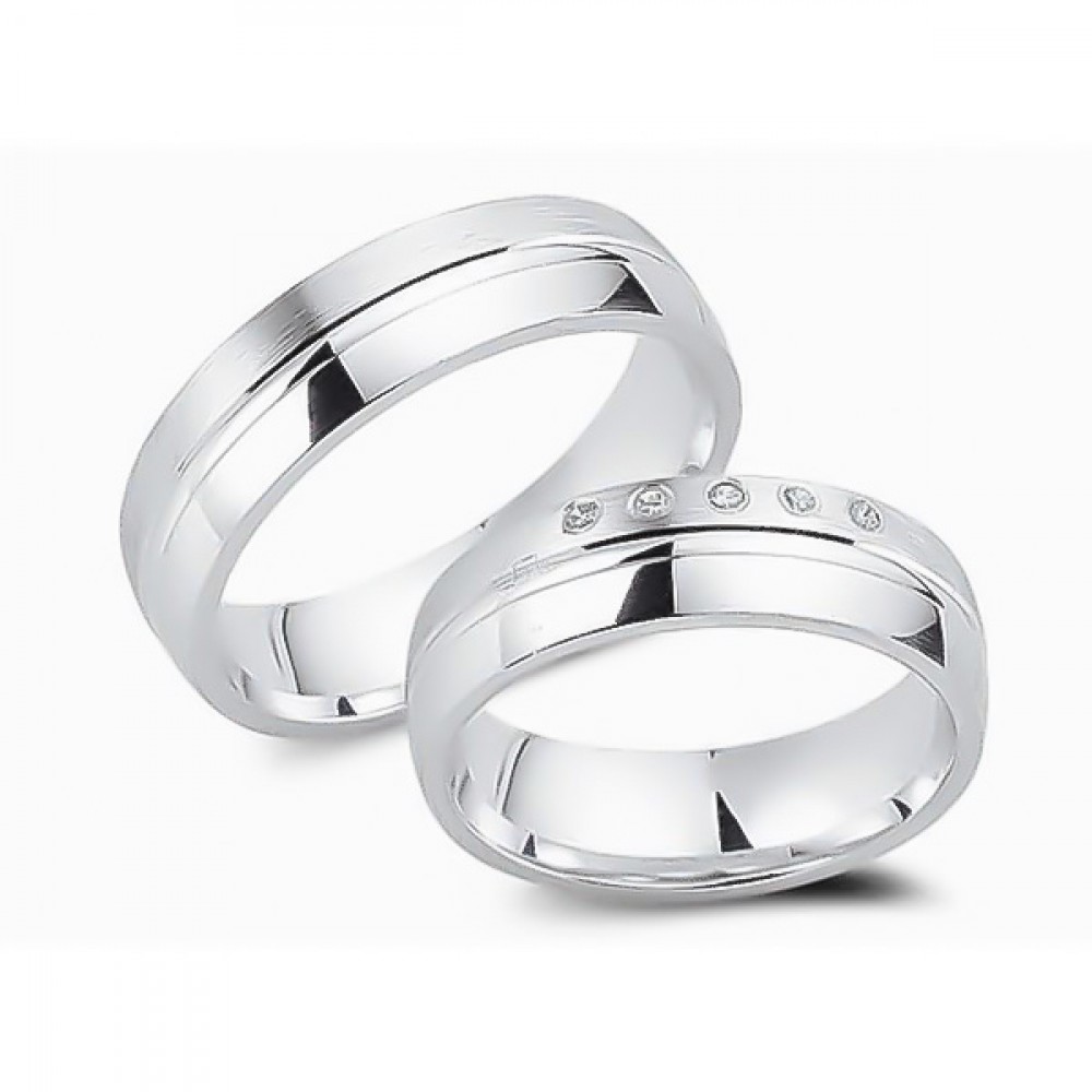 Glorria 925k Sterling Silver 6 mm Double Wedding Ring