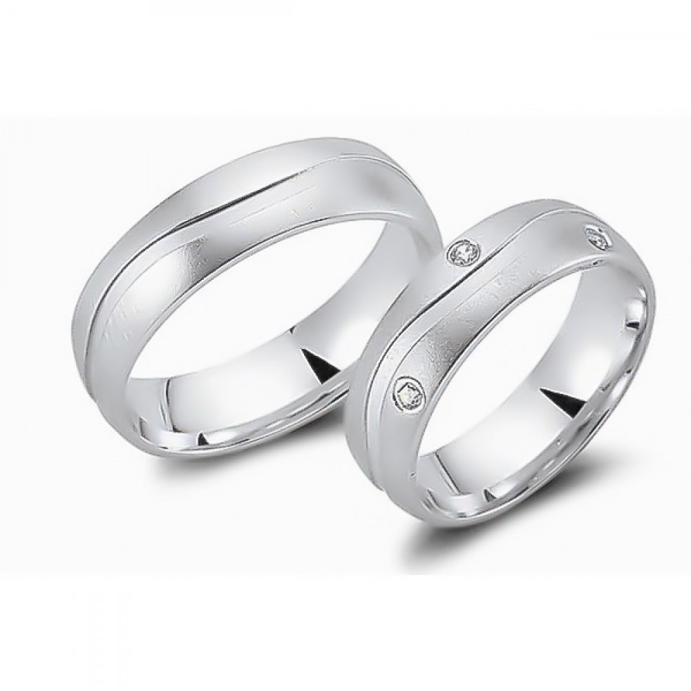 Glorria 925k Sterling Silver 6 mm Double Wedding Ring