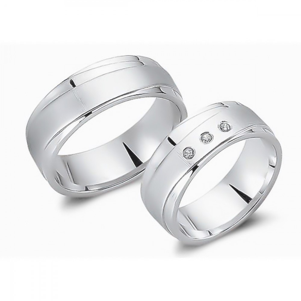 Glorria 925k Sterling Silver 7,5 mm Double Wedding Ring