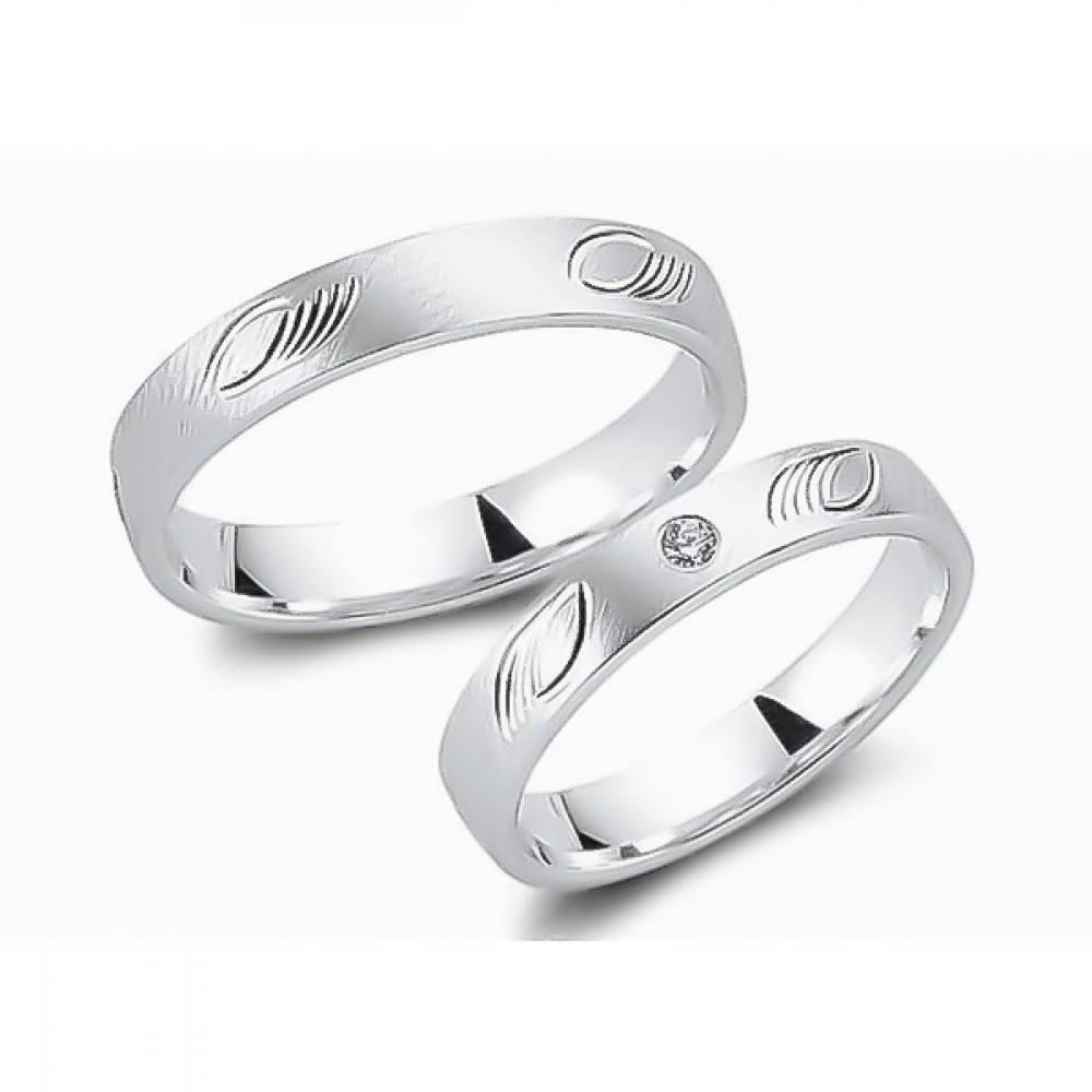 Glorria 925k Sterling Silver 4 mm Double Wedding Ring