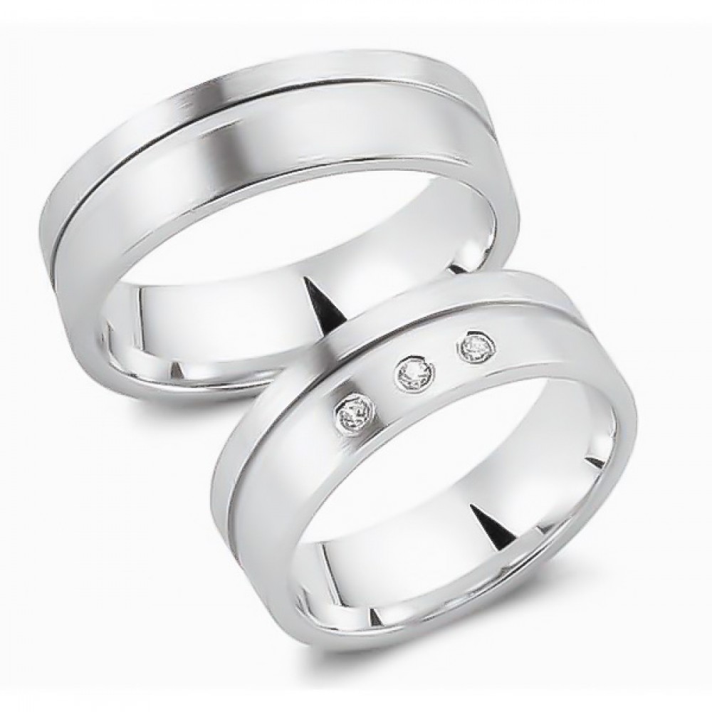 Glorria 925k Sterling Silver 6,5 mm Double Wedding Ring