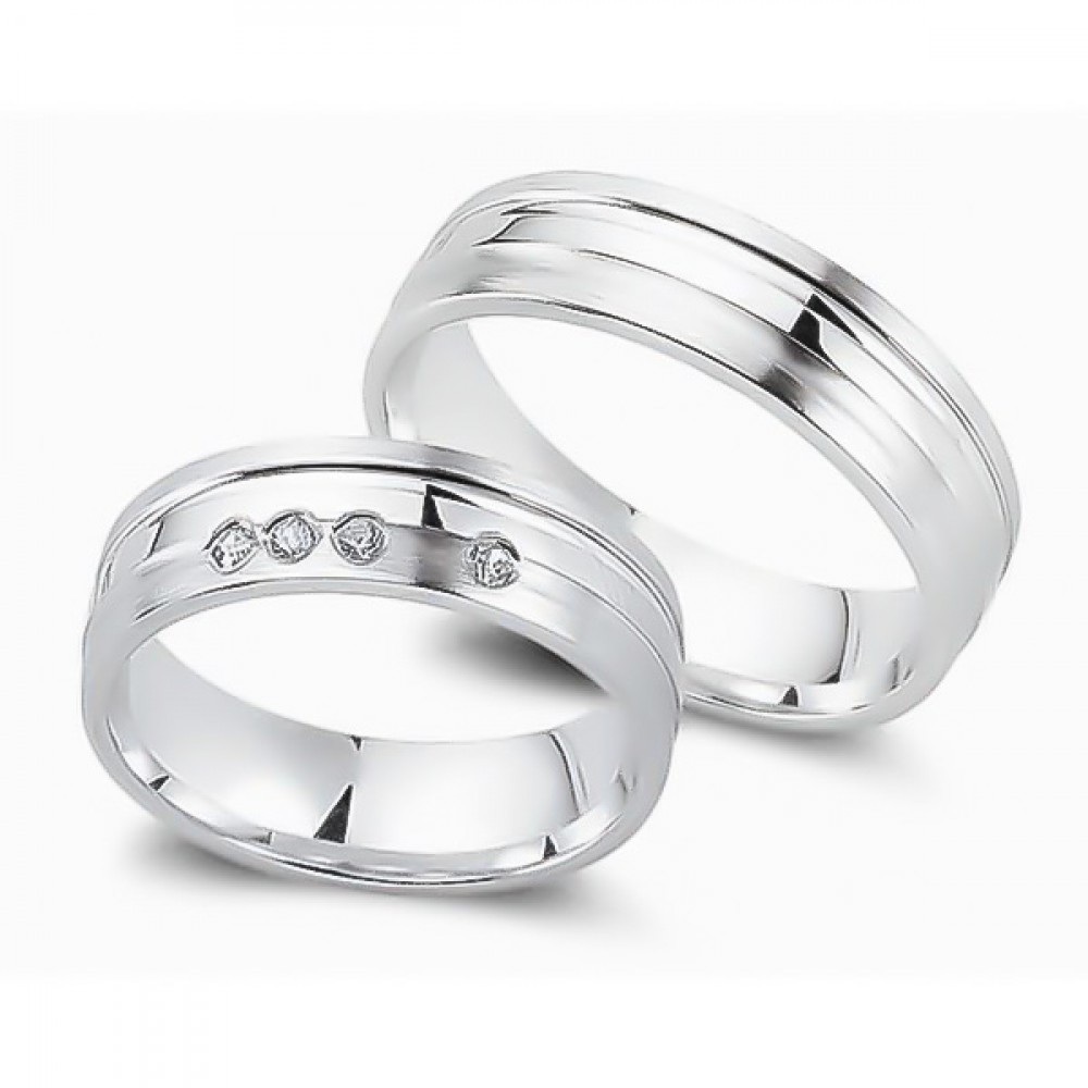 Glorria 925k Sterling Silver 6 mm Double Wedding Ring