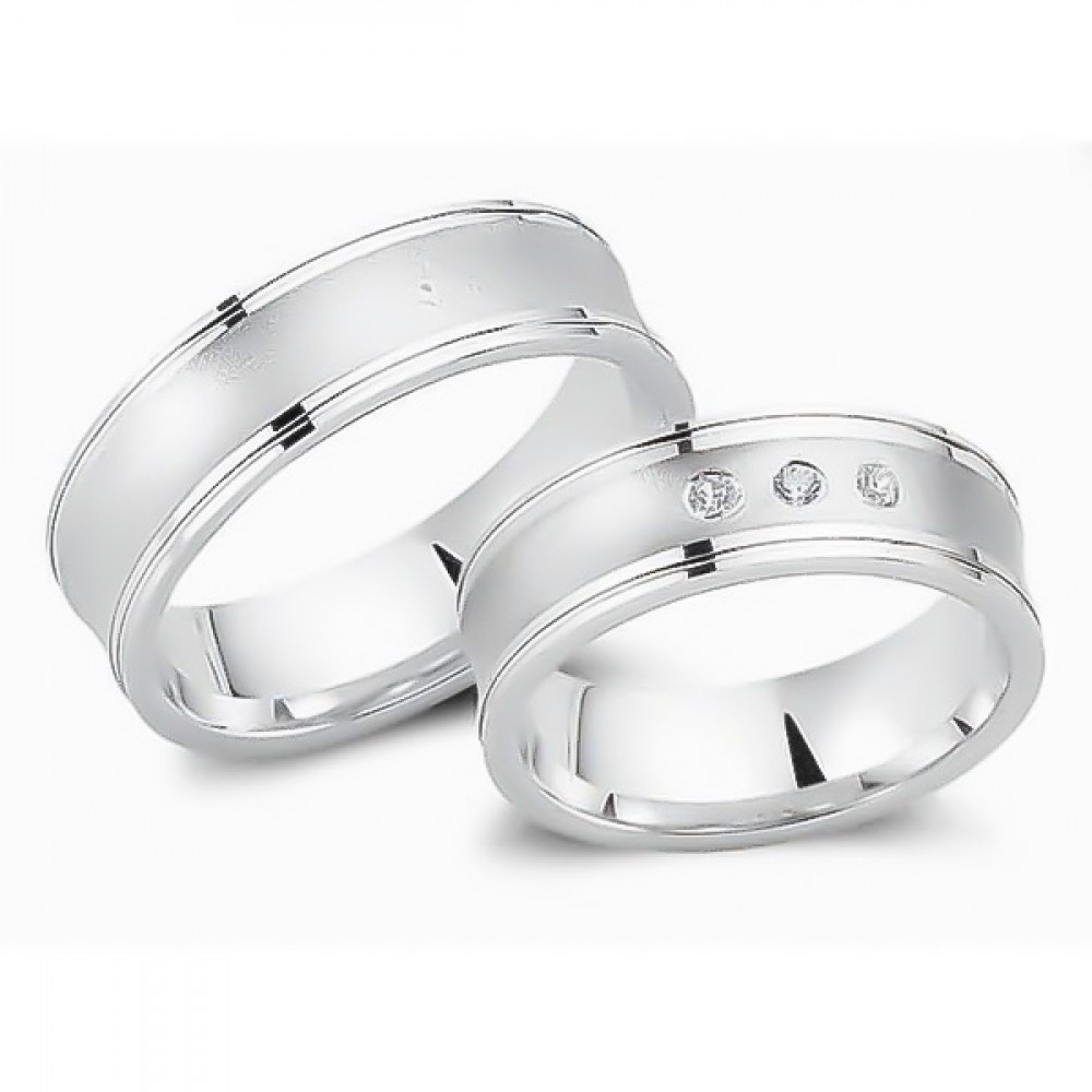 Glorria 925k Sterling Silver 6,5 mm Double Wedding Ring