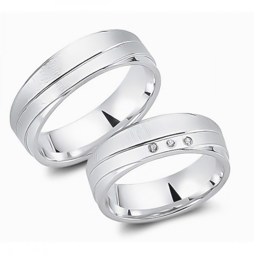 Glorria 925k Sterling Silver 6,5 mm Double Wedding Ring