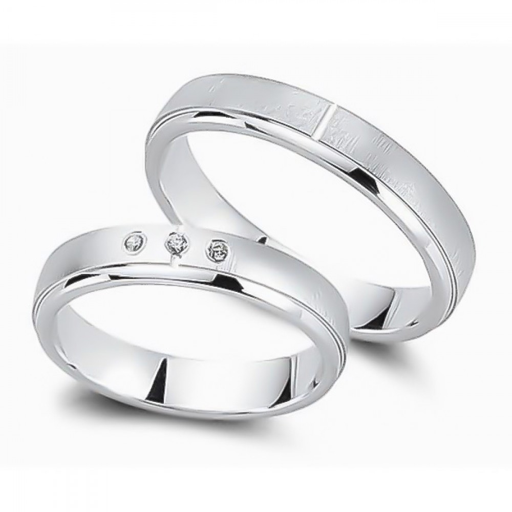 Glorria 925k Sterling Silver 4 mm Double Wedding Ring