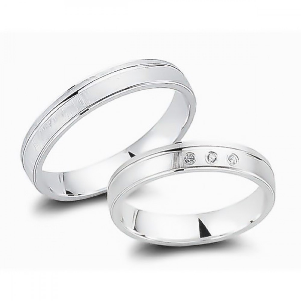 Glorria 925k Sterling Silver 4 mm Double Wedding Ring