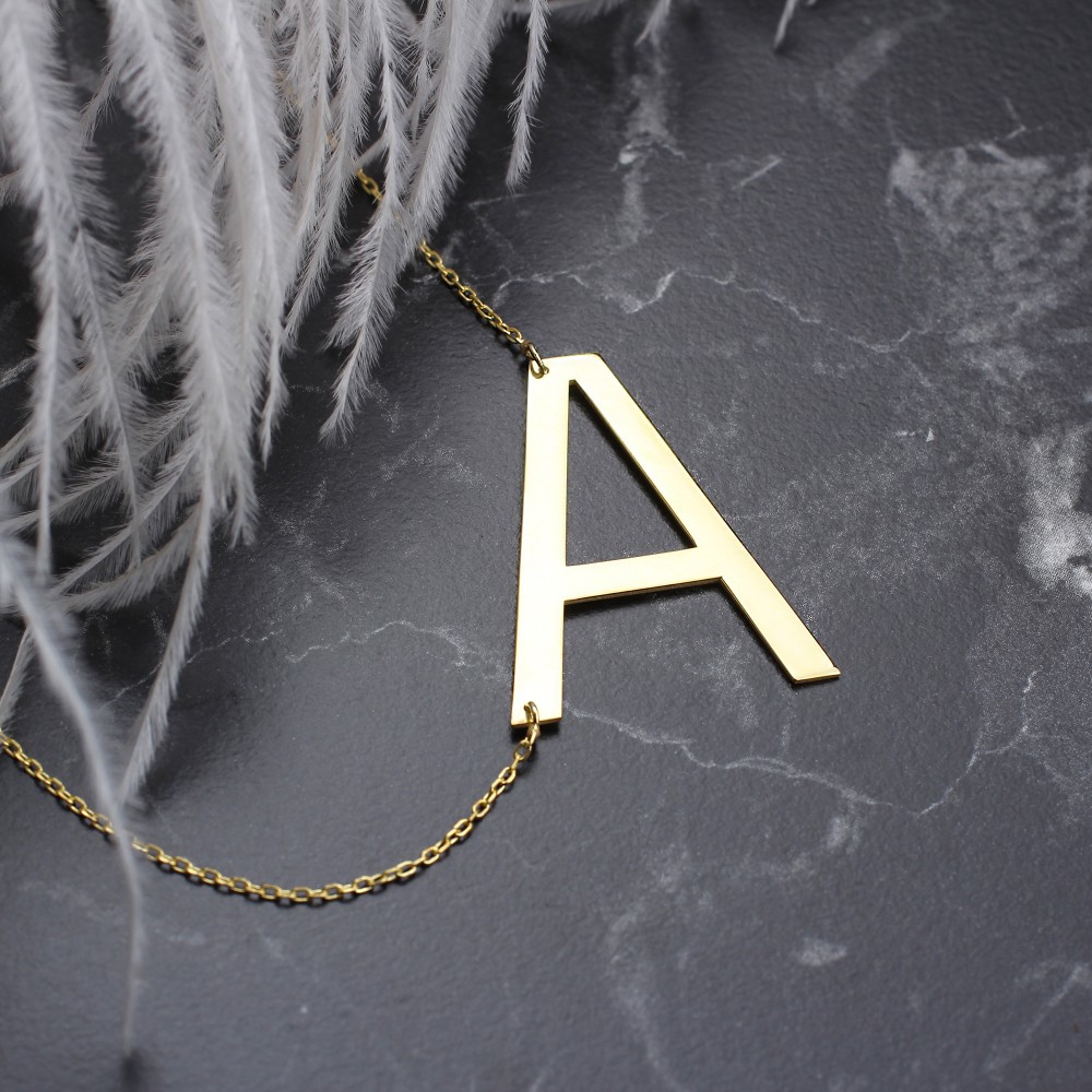 Glorria 925k Sterling Silver Oversized Letter Necklace