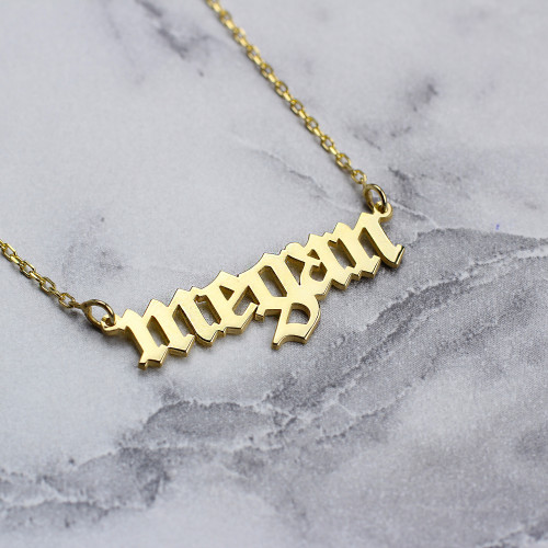 Glorria 925k Sterling Silver Personalized Gothic Word Necklace Glorria 925k Sterling Silver Personalized Gothic Word Necklace