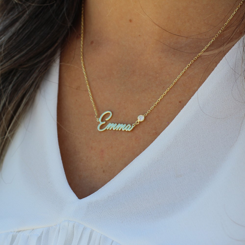Glorria 925k Sterling Silver Personalized Silver Name Necklace