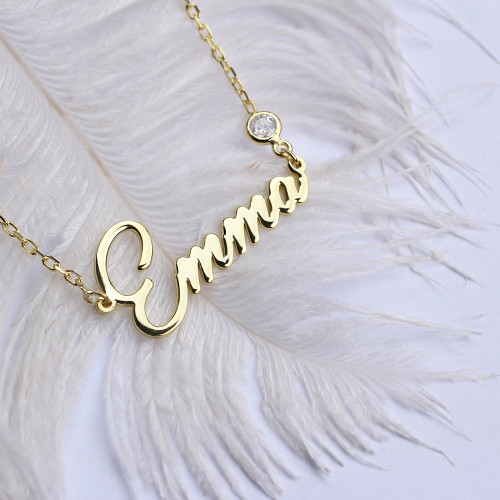 Glorria 925k Sterling Silver Personalized Silver Name Necklace Glorria 925k Sterling Silver Personalized Silver Name Necklace