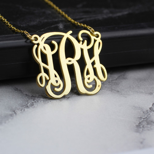 Glorria 925k Sterling Silver Personalized Three Initials Necklace Glorria 925k Sterling Silver Personalized Three Initials Necklace