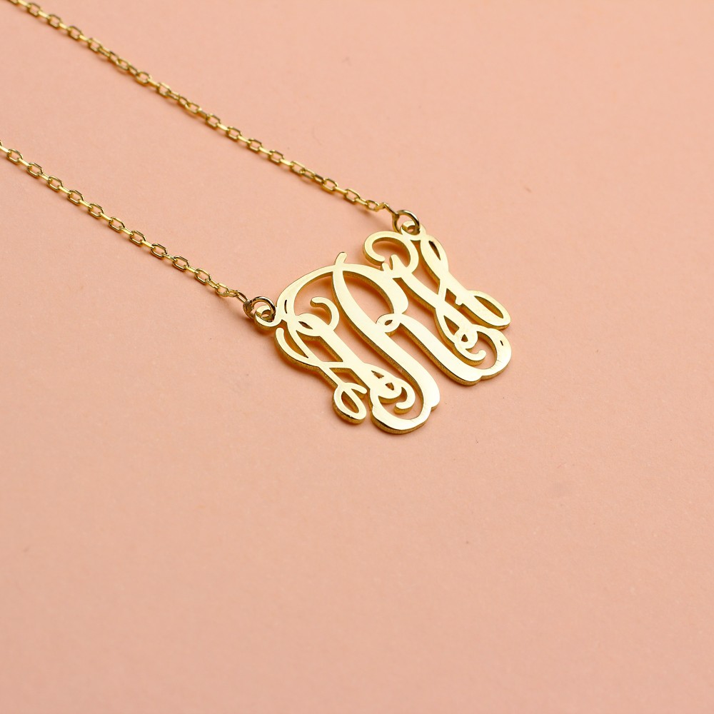 Glorria 925k Sterling Silver Personalized Three Initials Necklace