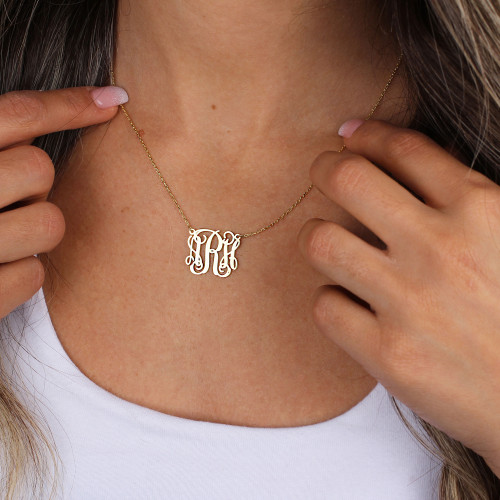 Glorria 925k Sterling Silver Personalized Three Initials Necklace Glorria 925k Sterling Silver Personalized Three Initials Necklace
