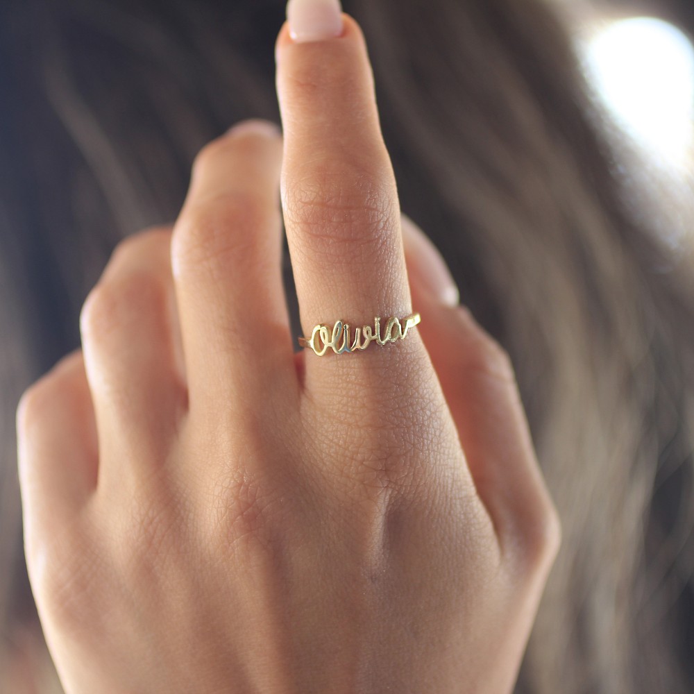 Glorria 925k Sterling Silver Handwrite Name Ring