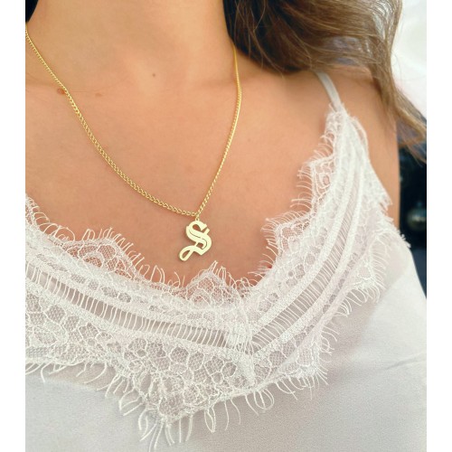 Glorria 925k Sterling Silver Personalized Initial Necklace with Curb Chain Glorria 925k Sterling Silver Personalized Initial Necklace with Curb Chain