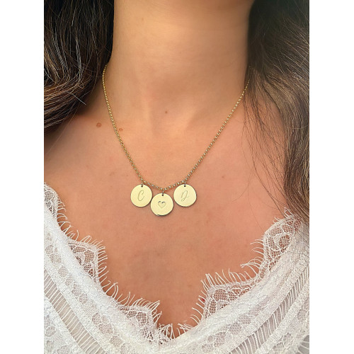 Glorria 925k Sterling Silver Personalized 3 Circle Necklace with Doc Chain Glorria 925k Sterling Silver Personalized 3 Circle Necklace with Doc Chain