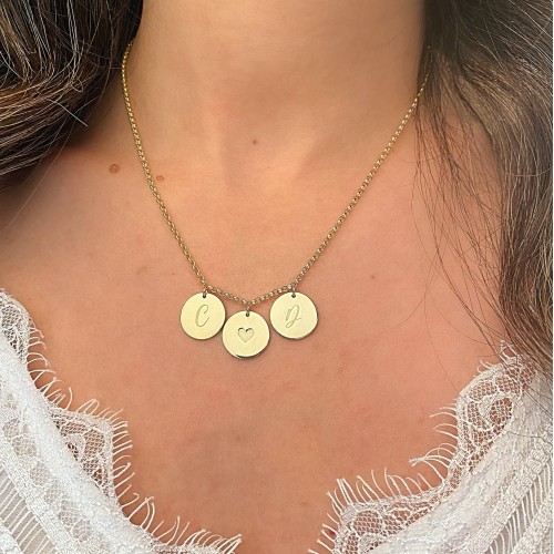 Glorria 925k Sterling Silver Personalized 3 Circle Necklace with Doc Chain Glorria 925k Sterling Silver Personalized 3 Circle Necklace with Doc Chain