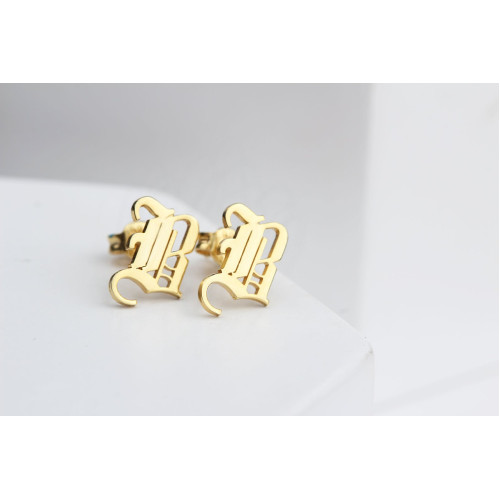 Glorria 925k Sterling Silver Personalized Gothic Letter Earrings Glorria 925k Sterling Silver Personalized Gothic Letter Earrings