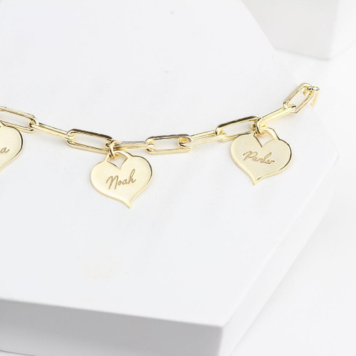 Glorria 925k Sterling Silver Personalized Heart Paperclip Bracelet