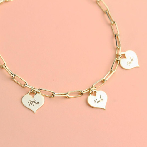 Glorria 925k Sterling Silver Personalized Heart Paperclip Bracelet