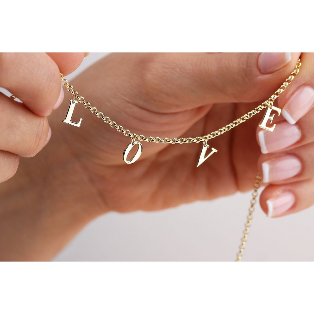 Glorria 925k Sterling Silver Personalized Initial Necklace with Doc Bracelet