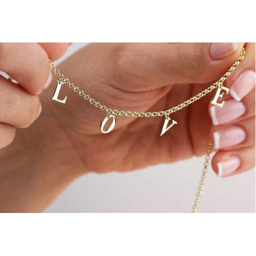 Glorria 925k Sterling Silver Personalized Initial Necklace with Doc Bracelet Glorria 925k Sterling Silver Personalized Initial Necklace with Doc Bracelet